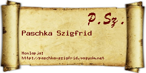 Paschka Szigfrid névjegykártya